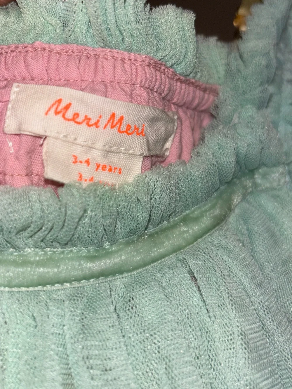Meri Meri Rainbow Princess Dress - Mint, Yellow & Pink EUC Size 3-4